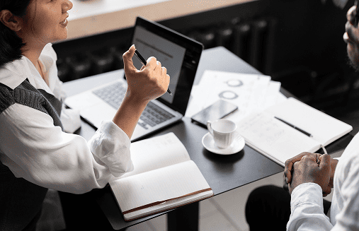Business professionals collaborating